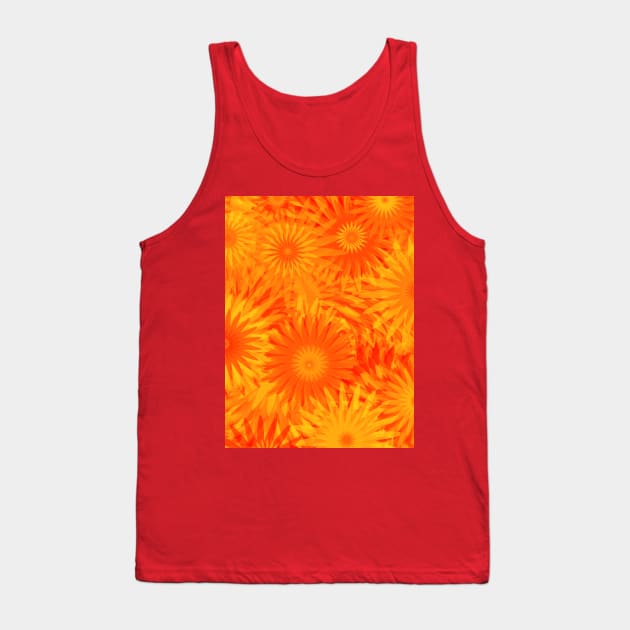 Dandelion Yellow Orange Flower Pattern Tank Top by Art by Deborah Camp